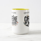Caffeine Queen Funny Coffee Lover Mug Gift for Her ツートーンマグカップ (中央)