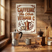 Caffeine The Other Vitamin C Vintage Coffee ポスター