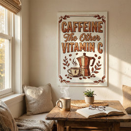 Caffeine The Other Vitamin C Vintage Coffee ポスター