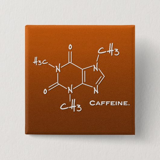 Caffieneの分子(化学構造) 缶バッジ (正面)