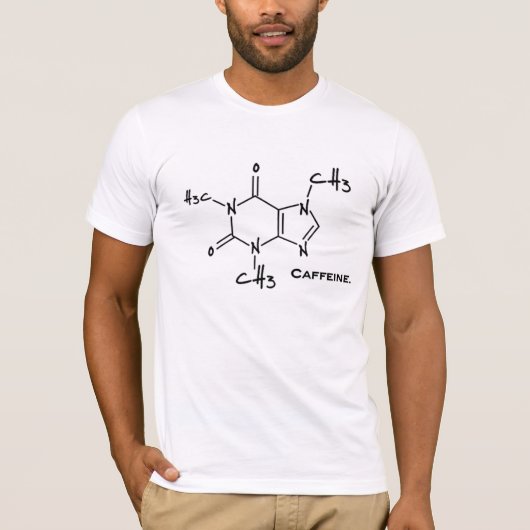 Caffieneの分子(化学構造) Tシャツ (正面)