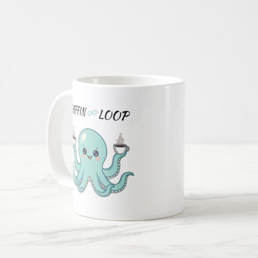 Caffin Loop Kawaii Coffee Mug – Octopus Cute  コーヒーマグカップ (正面左)