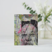 caged man retro junk journal Mixed Media Collage ポストカード (スタンド正面)