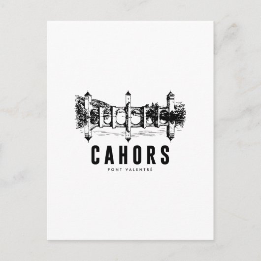 Cahors  Architecture Pont  Poster Gravure Noir et  ポストカード (正面)