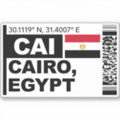 CAI Cairo Boarding Pass - Egypt Travel シール (正面)