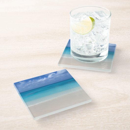 Caicosの風下のビーチ|のトルコ人および写真 ガラスコースター (アングル)