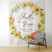 Caída en amor girasoles y calabazas pancartas boda タペストリー (インサイチュ)