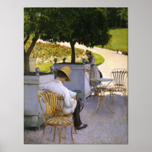 Caillebotte – オレンジ色の木 ポスター
