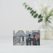 Caillebotte – パリ通り; Rainy Day - QRコード 名刺 (スタンド正面)