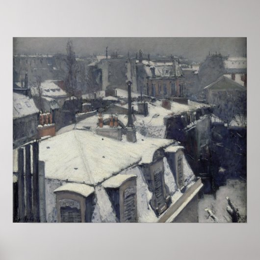 Caillebotte – 雪の中の屋根（雪の効果） ポスター (正面)