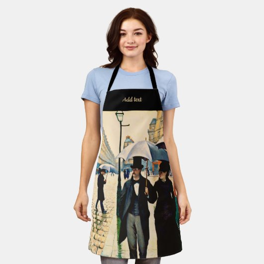 Caillebotte - Paris on a Rainy Day エプロン (着用した状態)