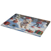 Cainn Terrier走 Christmas Hatで雪の中 カッティングボード (角)