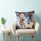 Cainn Terrier走 Christmas Hatで雪の中 クッション (椅子)