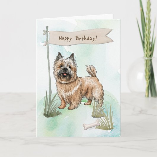 Cairn Terrier Breed Dog Under Birthday Sign カード (正面)