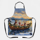 Cairn Terrier Christmas Boat Holiday エプロン (正面)