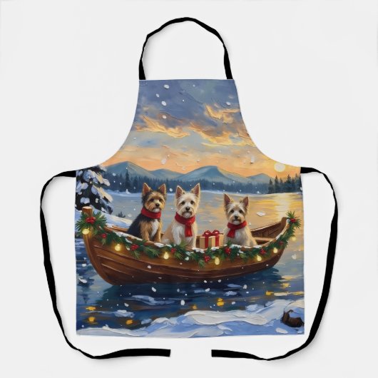 Cairn Terrier Christmas Boat Holiday エプロン (正面)