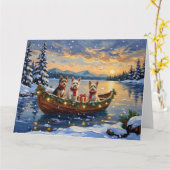 Cairn Terrier Christmas Boat Holiday カード (黄色い花)