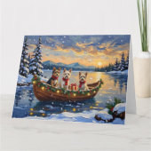 Cairn Terrier Christmas Boat Holiday カード (正面)
