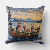 Cairn Terrier Christmas Boat Holiday クッション (正面)