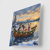 Cairn Terrier Christmas Boat Holiday スクエア壁時計 (傾斜)