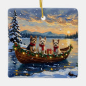 Cairn Terrier Christmas Boat Holiday セラミックオーナメント (正面)