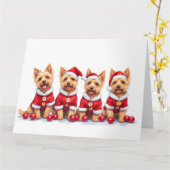 Cairn Terrier Christmas Dress Santa Hat カード (黄色い花)