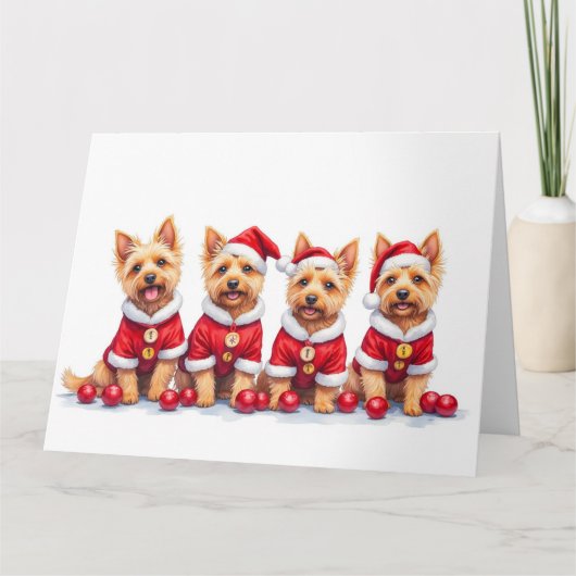 Cairn Terrier Christmas Dress Santa Hat カード (正面)