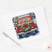 Cairn Terrier Christmas Red Truck Holiday スクエアシール (封筒)