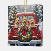 Cairn Terrier Christmas Red Truck Holiday セラミックオーナメント (左)