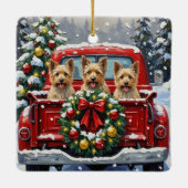 Cairn Terrier Christmas Red Truck Holiday セラミックオーナメント (裏面)