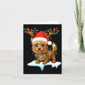 Cairn Terrier Christmas Santa Hat Reindeer Lights  カード (正面)
