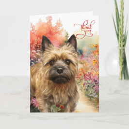 Cairn Terrier Dog Colorful Garden Path サンキューカード
