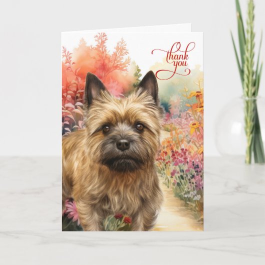 Cairn Terrier Dog Colorful Garden Path サンキューカード (正面)