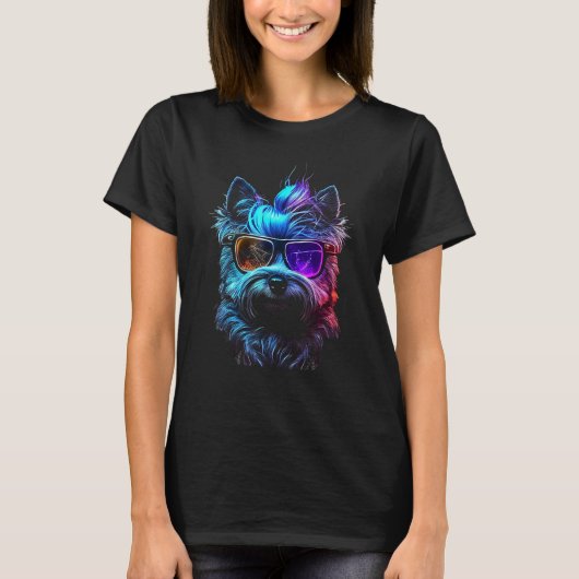 Cairn Terrier Dog owner Vaporwave Notorious DJ Tシャツ (正面)