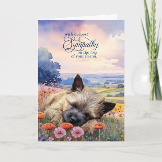 Cairn Terrier Dog with Wildflowers Pet Sympathy カード (正面)