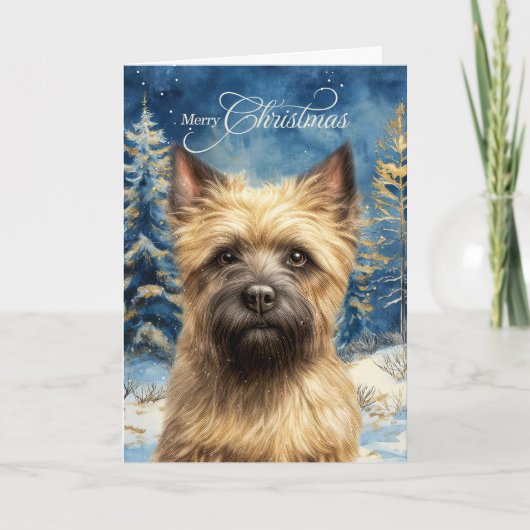 Cairn Terrier Dog Woodland Forest Christmas シーズンカード (正面)