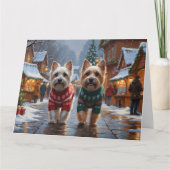 Cairn Terrier Dogs Christmas Snow Holiday  カード (正面)