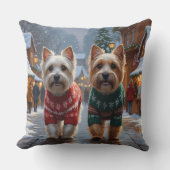 Cairn Terrier Dogs Christmas Snow Holiday  クッション (正面)