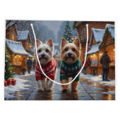 Cairn Terrier Dogs Christmas Snow Holiday  ラージペーパーバッグ (裏面)