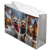 Cairn Terrier Dogs Christmas Snow Holiday  ラージペーパーバッグ (裏面アングル)