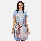 Cairn Terrier Festive Lamppost Village Christmas エプロン (着用した状態)