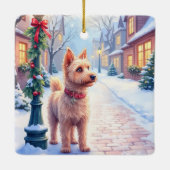 Cairn Terrier Festive Lamppost Village Christmas セラミックオーナメント (裏面)