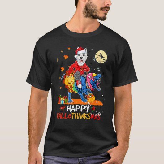 Cairn Terrier Happy Hallothanksmas Halloween Thank Tシャツ (正面)