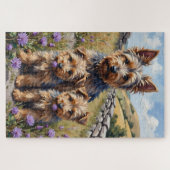 Cairn Terrier Heather Field Art ジグソーパズル (横)