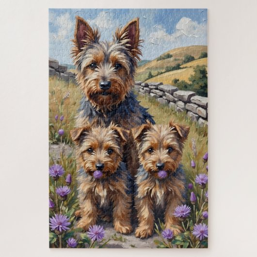 Cairn Terrier Heather Field Art ジグソーパズル (縦)