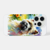 Cairn Terrier in Soft Watercolor 210924AREF104 - W iPhoneケース (裏面横)