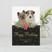 Cairn Terrier & Jack Russel Dog Happy Howlidays  シーズンカード (スタンド正面)