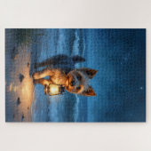 Cairn Terrier Lantern Beach Night ジグソーパズル (横)