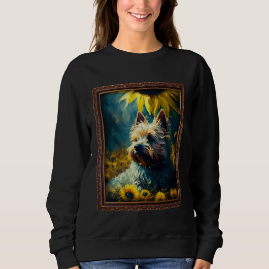 Cairn Terrier Painting Sunflower Flower Mom Women  スウェットシャツ (正面)