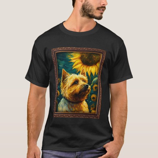Cairn Terrier Painting Sunflower Flower Mom Women  Tシャツ (正面)